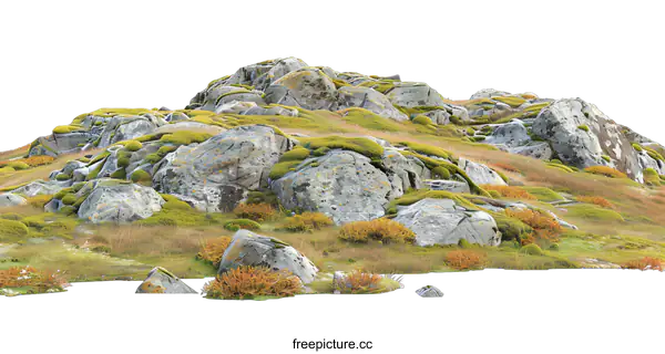 [Transparent Background PNG]Isolated Mossy Rock Formation On White Background