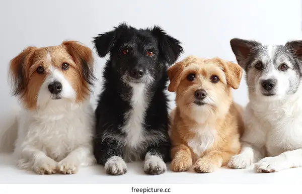 Four Adorable Dogs Posing Together