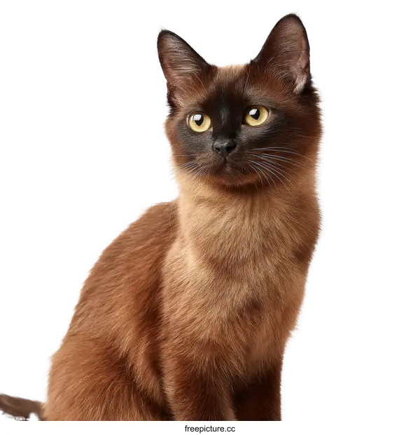 [Transparent Background PNG]Close-up Portrait of a Brown Cat