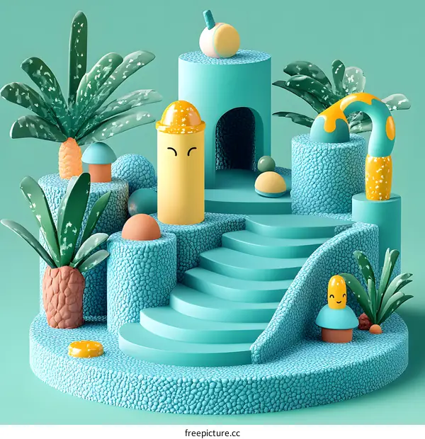 3D Illustration of a Tropical Paradise