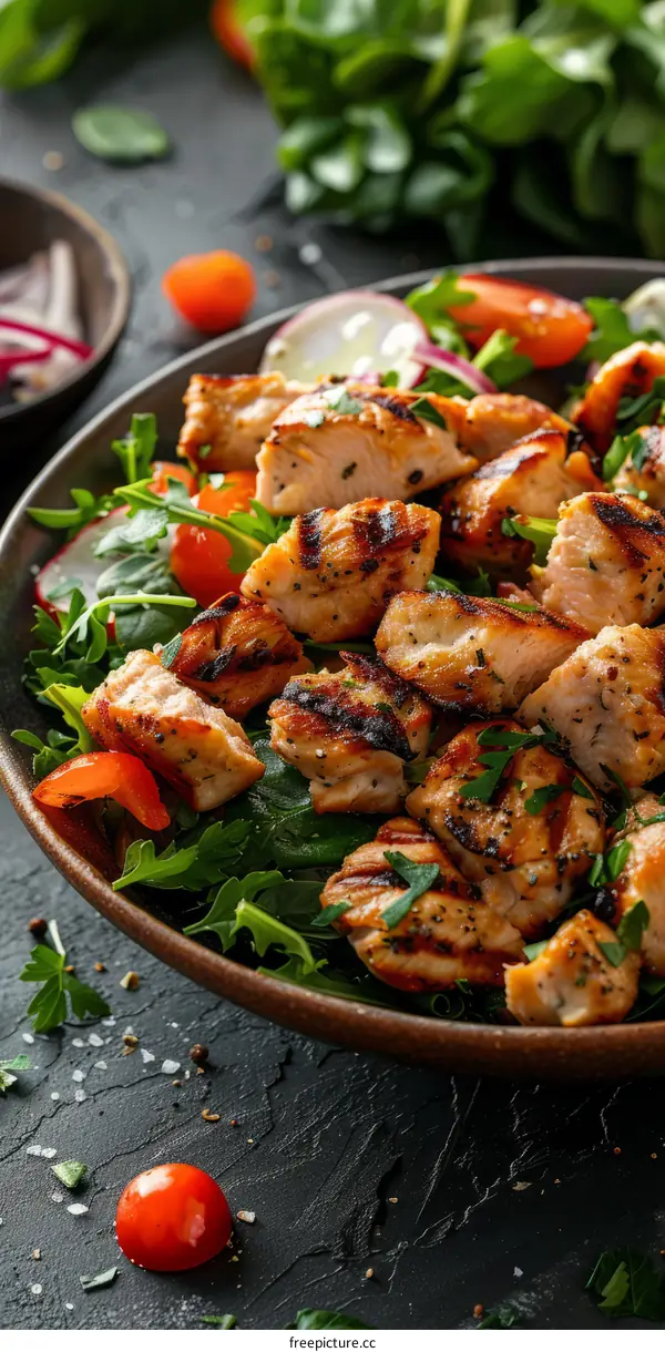 Grilled Chicken Breast Salad with Fresh Vegetables