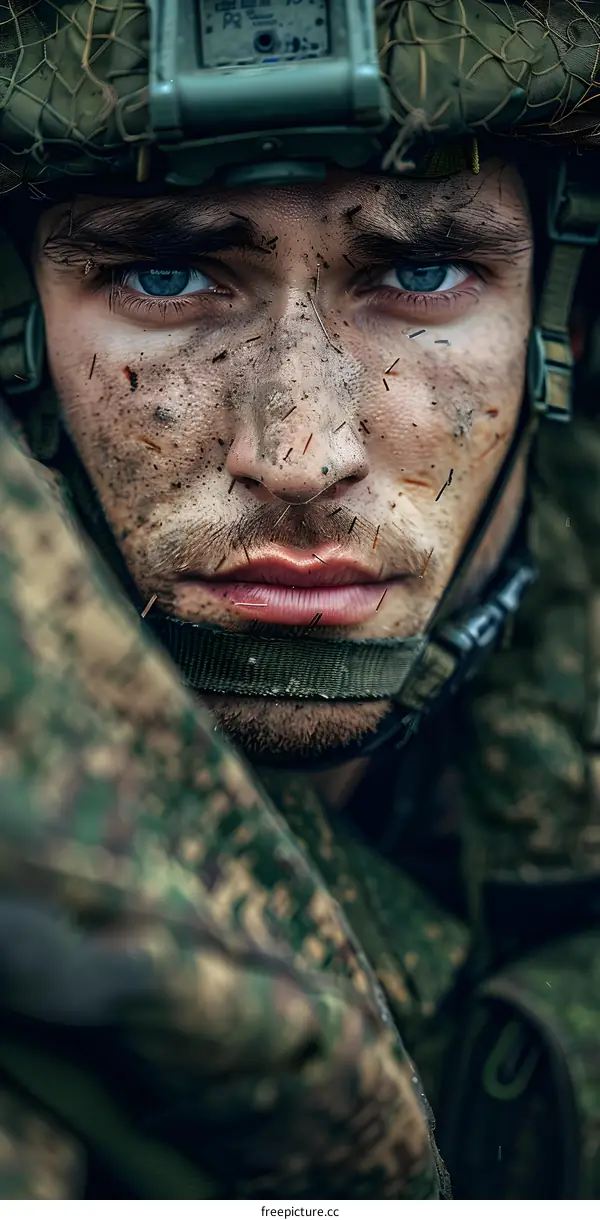 Portrait of a Soldier with Blue Eyes