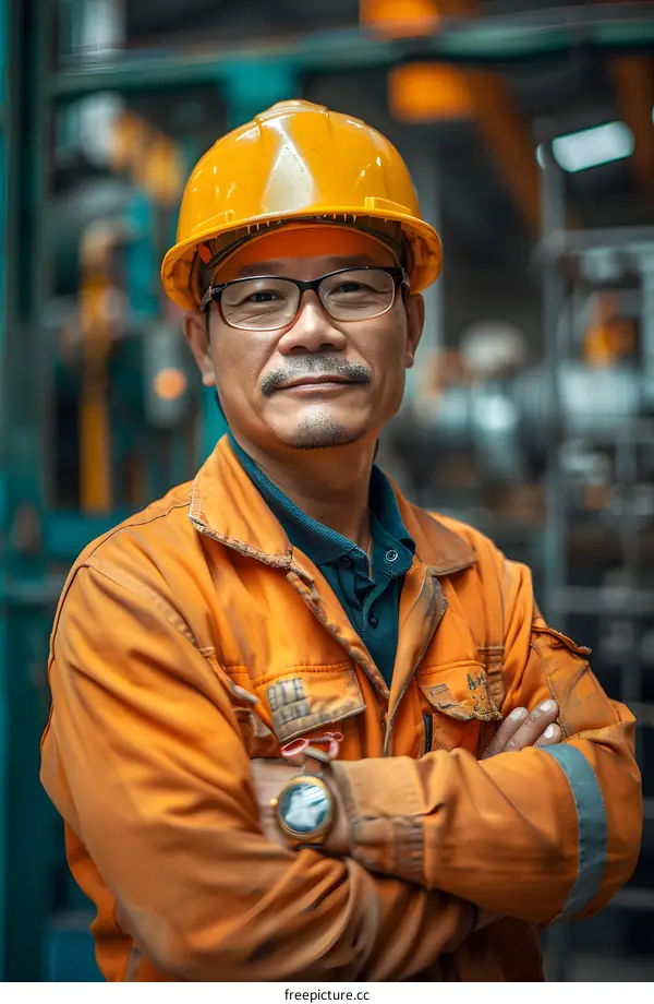 Portrait of a confident Asian factory worker