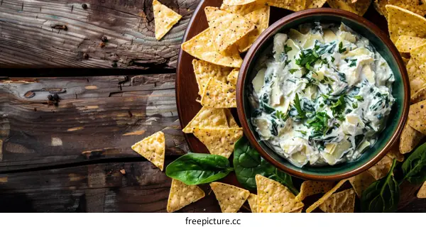 Spinach & Artichoke Dip with Crispy Tortilla Chips