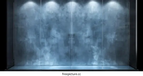 Empty Showcase With Black Background and Spotlights