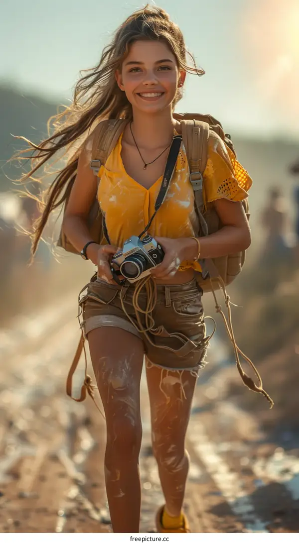 Young Woman Photographer in Nature