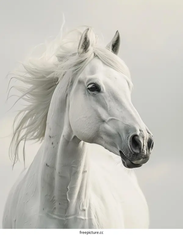 Portrait of a beautiful white horse