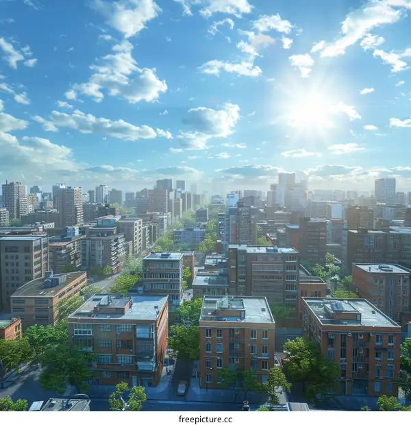 Urban Skyline with Residential Towers and Green Spaces