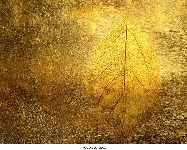 Gold Leaf Texture with Dried Leaf Impression