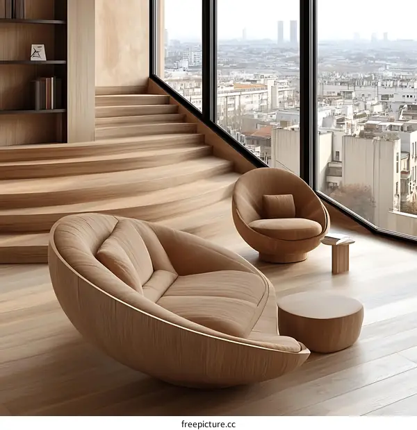 Modern Wooden Furniture with City View