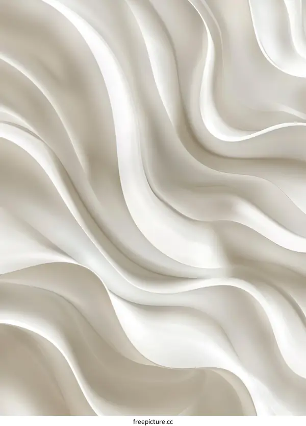White silk fabric with wavy folds
