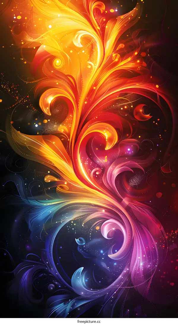 Colorful abstract floral swirls