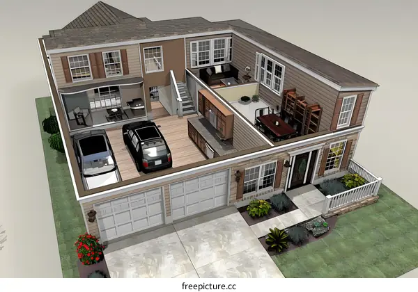 A three-story American townhouse