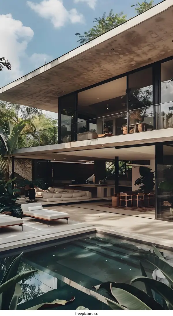 Modern Minimalist Concrete House With Pool