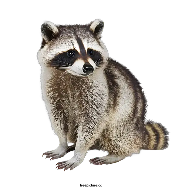 [Transparent Background PNG]Cute Raccoon Sitting on White Background
