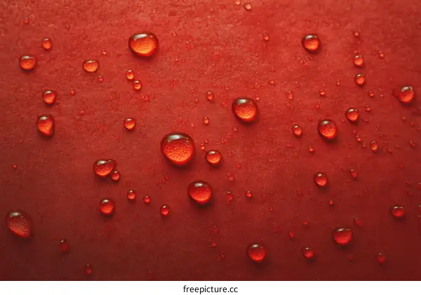 Water Drops on a Red Surface Texture