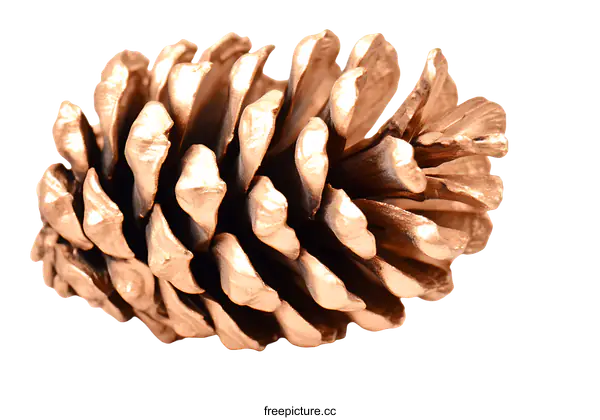 [Transparent Background PNG]Close-up of a Gold-Painted Pine Cone