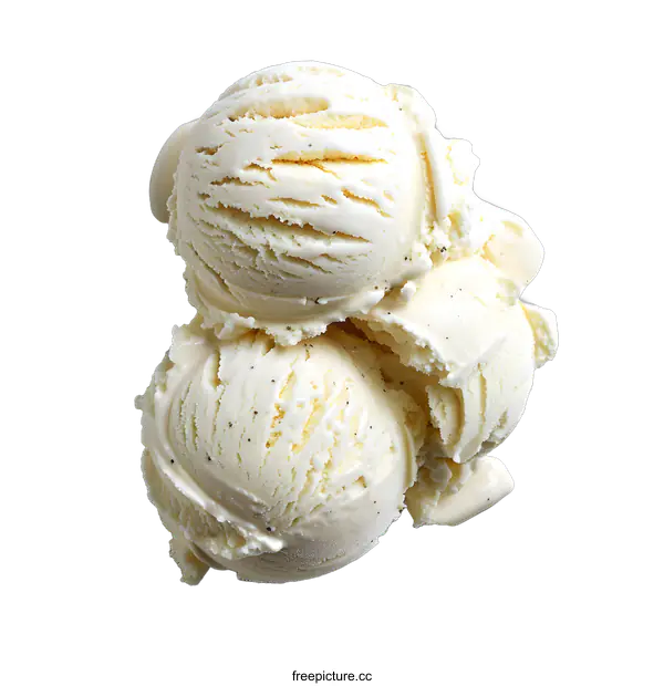 [Transparent Background PNG]Vanilla ice cream scoops on white background