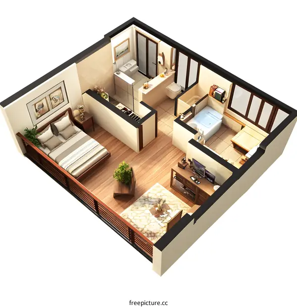 Modern Studio Apartment Design Floor Plan
