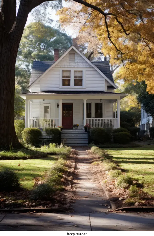 Small White Suburban House