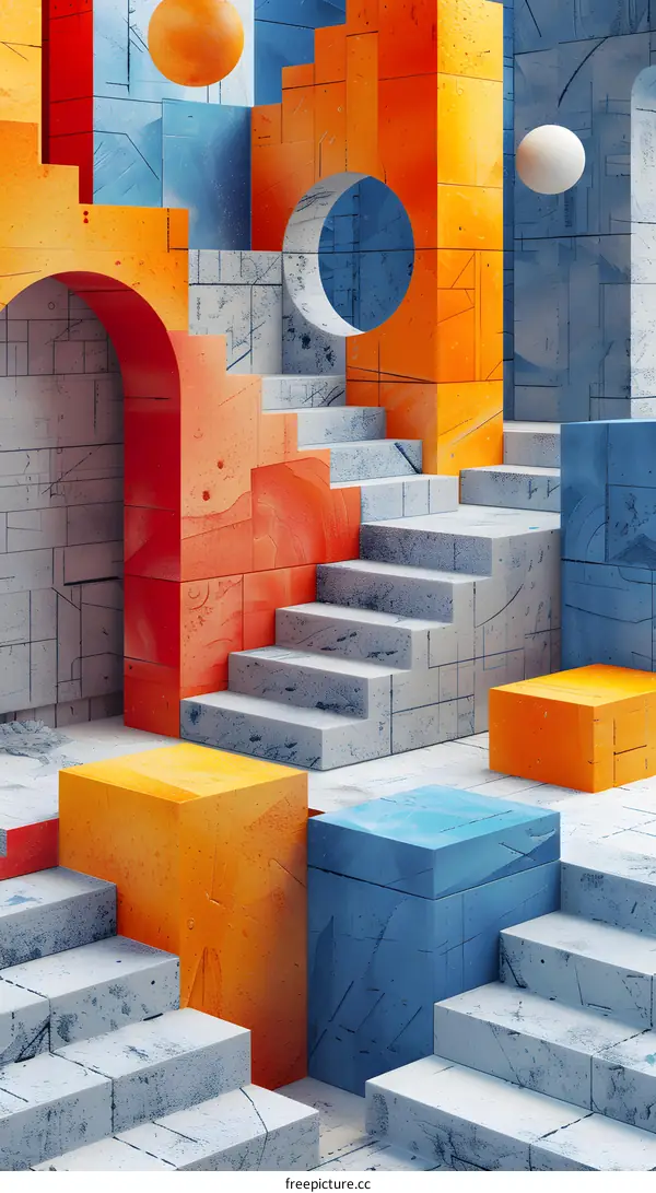 Abstract Architectural Composition with Geometric Shapes