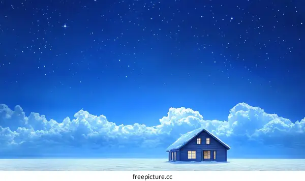 Night Sky Serenity with a Cozy Cottage