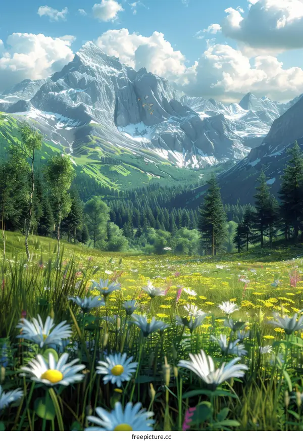 Idyllic Mountain Meadow in Bloom