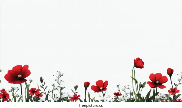 Beautiful Red Flowers Border Design