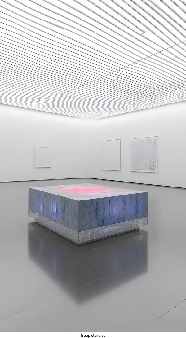 Modern Art Gallery Interior with Abstract Sculpture