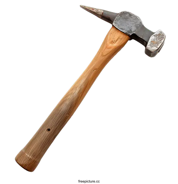 [Transparent Background PNG]Vintage Wooden Handle Hammer with Metal Head