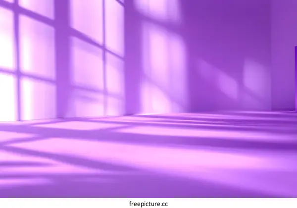Purple Empty Room with Sunlight and Shadows
