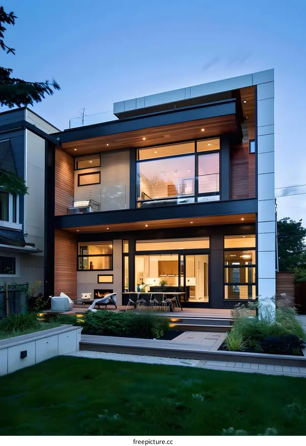 Modern House with Large Windows and a Patio
