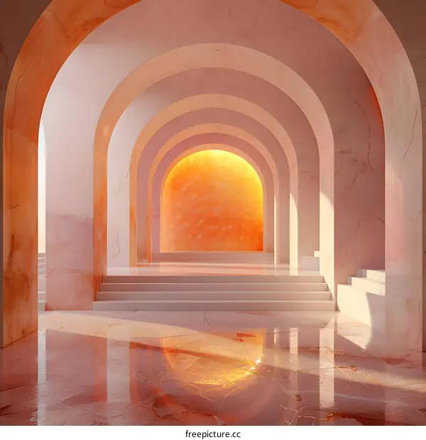 Sci-Fi Space Station Corridor with Arched Design