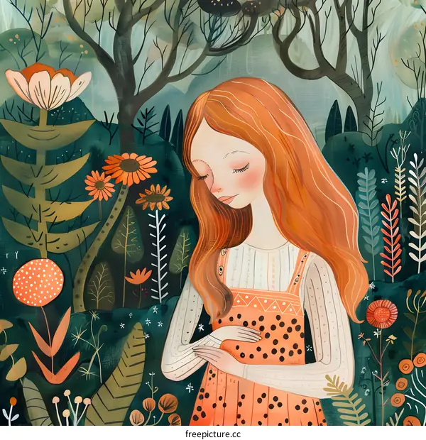 Red Haired Girl in a Forest