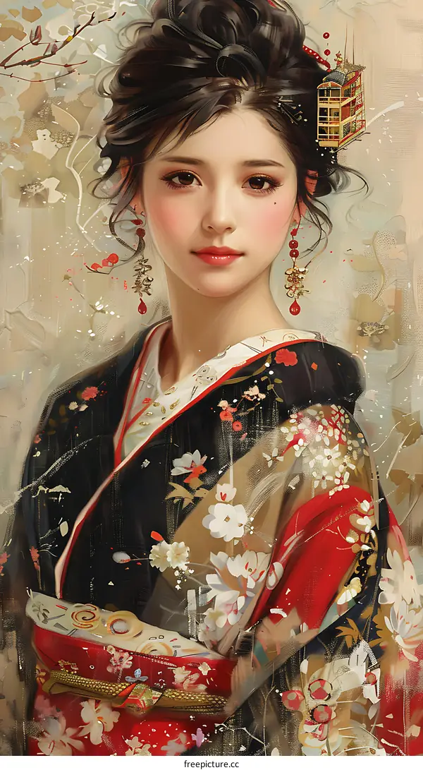 Portrait of a Young Woman in a Kimono