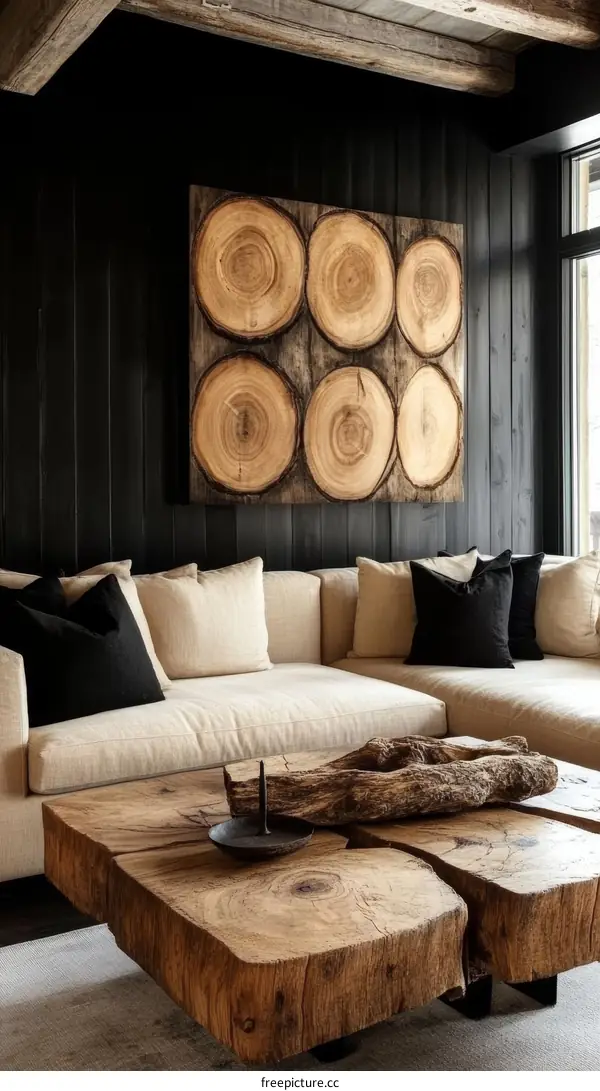 Modern Rustic Living Room with Wooden Furniture