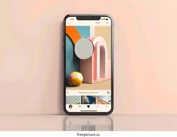 Modern Abstract Art on Phone Screen