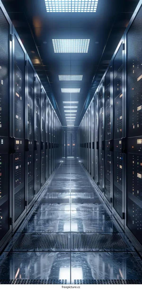 Server room with rows of server racks