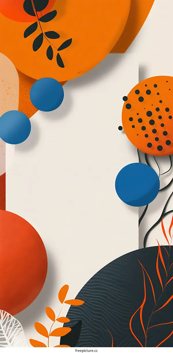 Abstract Minimalist Orange Blue and White Geometric Design