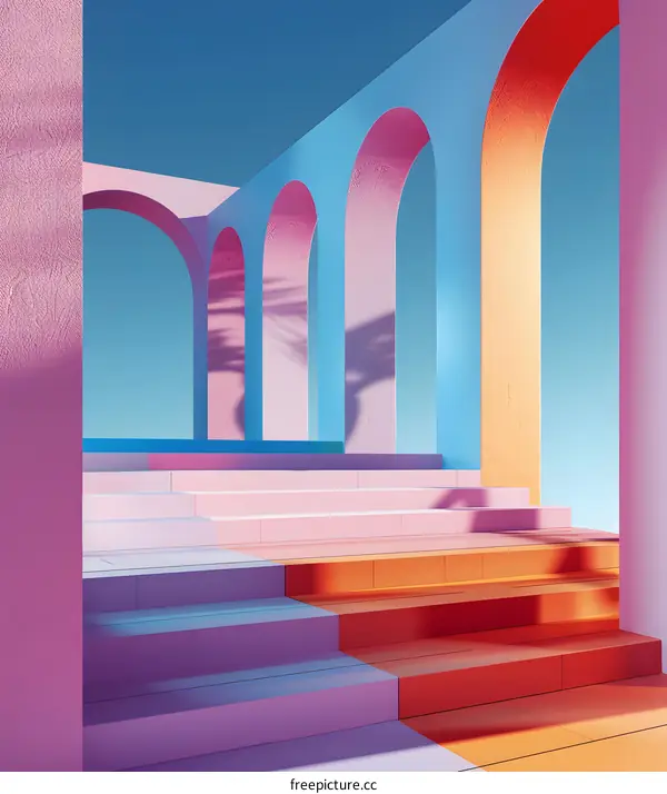 Abstract Archway Design with Colorful Steps