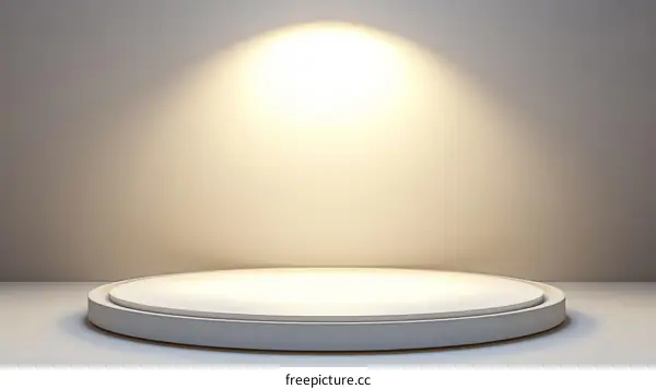 Empty White Round Stage for Product Presentation