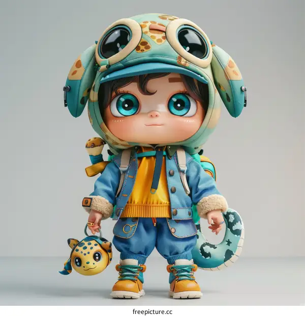 3D rendering of a cute cartoon character