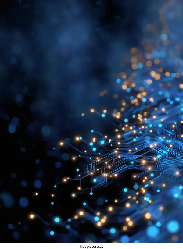 Abstract Circuit Board Design with Vivid Lights