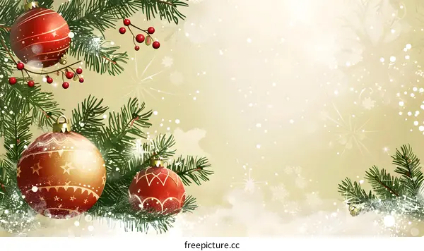 Christmas background with red and gold ornaments