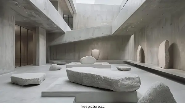 Large Boulders Placed in a Modern Stone Gallery