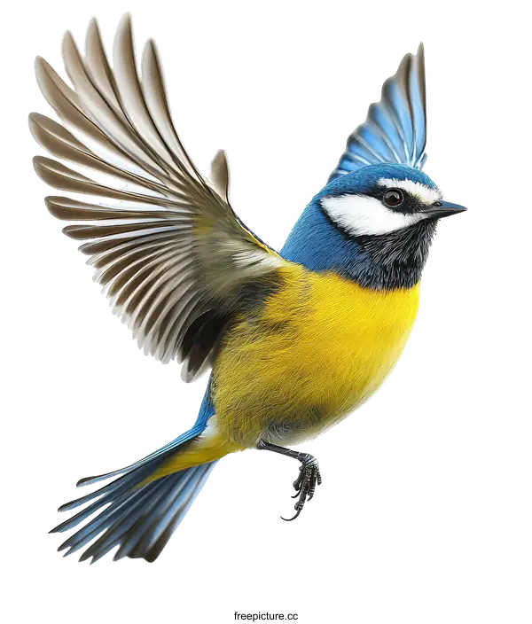 [Transparent Background PNG]Beautiful Blue Tit Bird in Flight