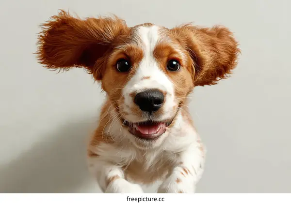 Adorable Puppy in Mid-Air