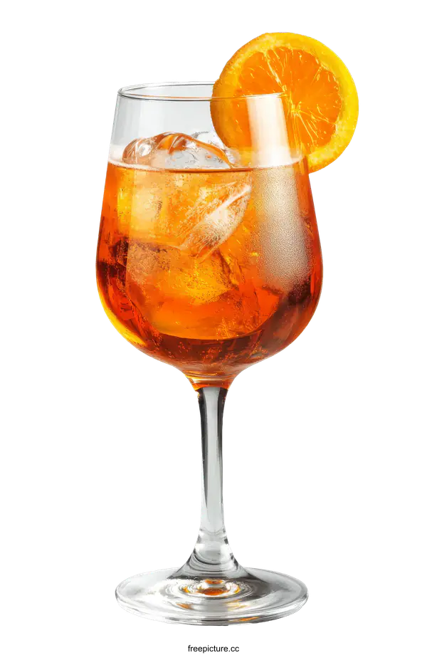 [Transparent Background PNG]Elegant Aperol Spritz Cocktail in a Glass