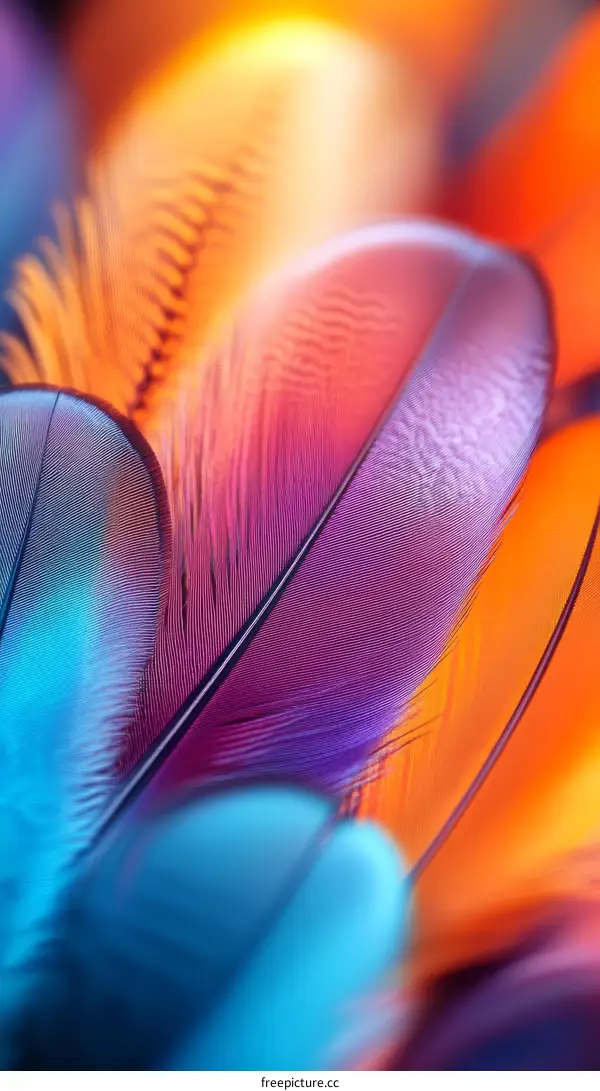 Closeup Colorful Bird Feather Texture