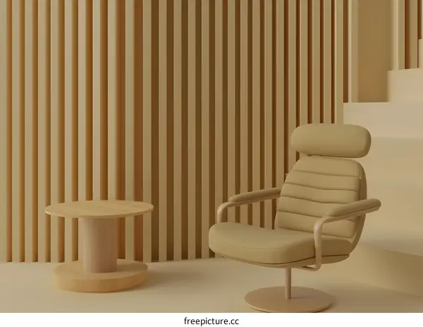 Minimalist Beige Chair and Table Interior Design